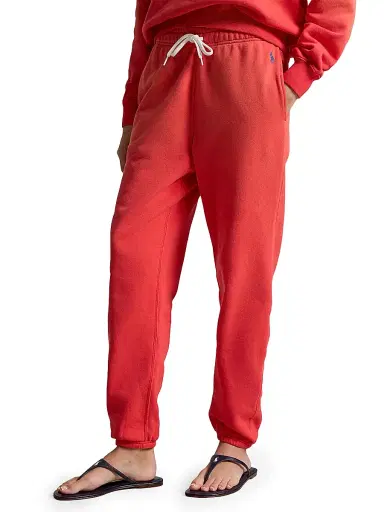Polo Ralph Lauren Women's Cotton-Blend Fleece Tapered-Leg Sweatpants - Bright Hibiscus - Size Medium | Thumbnail 3