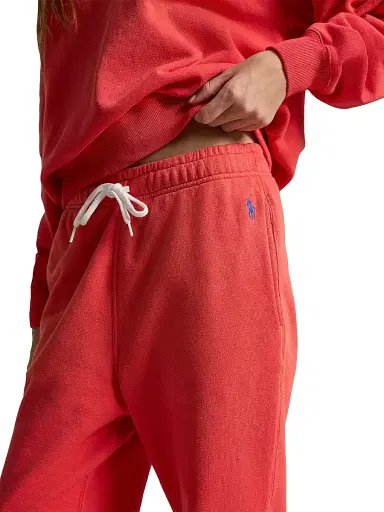 Polo Ralph Lauren Women's Cotton-Blend Fleece Tapered-Leg Sweatpants - Bright Hibiscus - Size Medium | Thumbnail 5