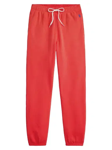 Polo Ralph Lauren Women's Cotton-Blend Fleece Tapered-Leg Sweatpants - Bright Hibiscus - Size Medium | Thumbnail 1