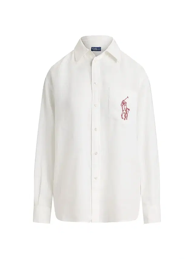 Women's Logo Linen Oversized Button-Front Shirt - Classic Oxford White