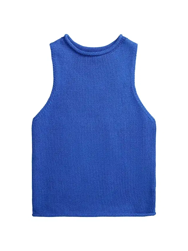 Polo Ralph Lauren Women's Sleeveless Linen-Blend Sweater Tank - Gala Blue