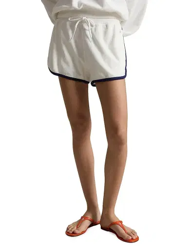 Polo Ralph Lauren Women's Contrast-Trimmed Cotton-Blend Terry Shorts - White | Thumbnail 3