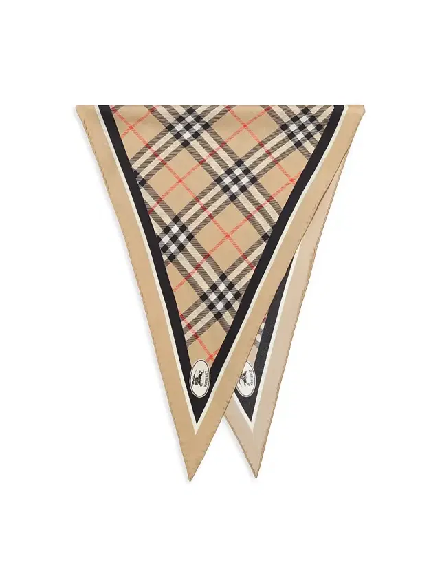 Burberry Women's Equestrian Knight Stamp Silk Diamond Scarf - Sand