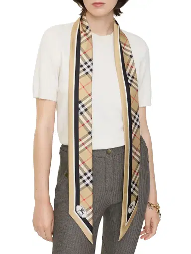 Burberry Women's Equestrian Knight Check Silk Scarf - Sand | Thumbnail 2