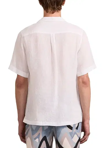 Frescobol Carioca Men's Alves Embroidered-Trim Linen Camp Shirt | Thumbnail 3