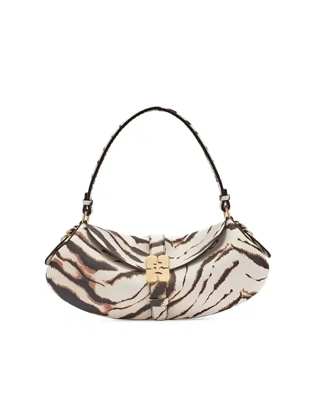 Ganni Women's B-Kat Zebra Shoulder Bag - White