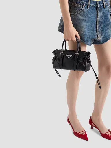 Prada Women's Bonnie Leather Top Handle Bag - Black | Thumbnail 3