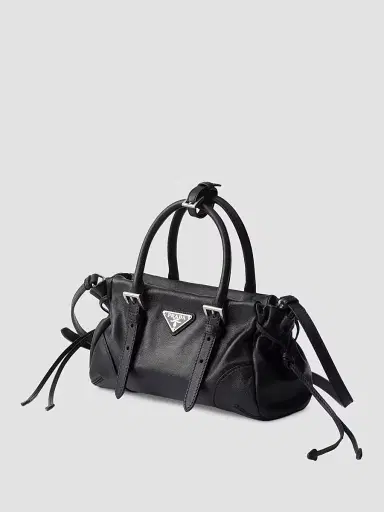Prada Women's Bonnie Leather Top Handle Bag - Black | Thumbnail 4