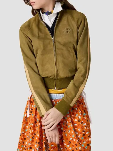 Miu Miu Women's Waxed Suede Jacket - Green - Size 6 | Thumbnail 2
