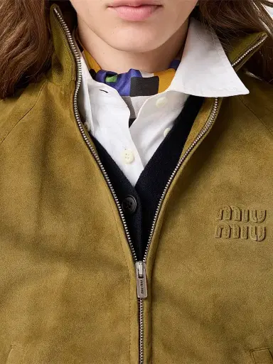 Miu Miu Women's Waxed Suede Jacket - Green - Size 6 | Thumbnail 4