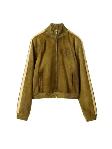 Miu Miu Women's Waxed Suede Jacket - Green - Size 6 | Thumbnail 1
