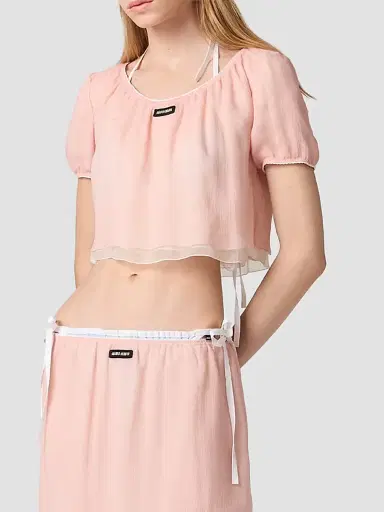 Miu Miu Women's Chiffon Top - Pink | Thumbnail 2 Miu Miu Women's Chiffon Top - Pink | Thumbnail 2