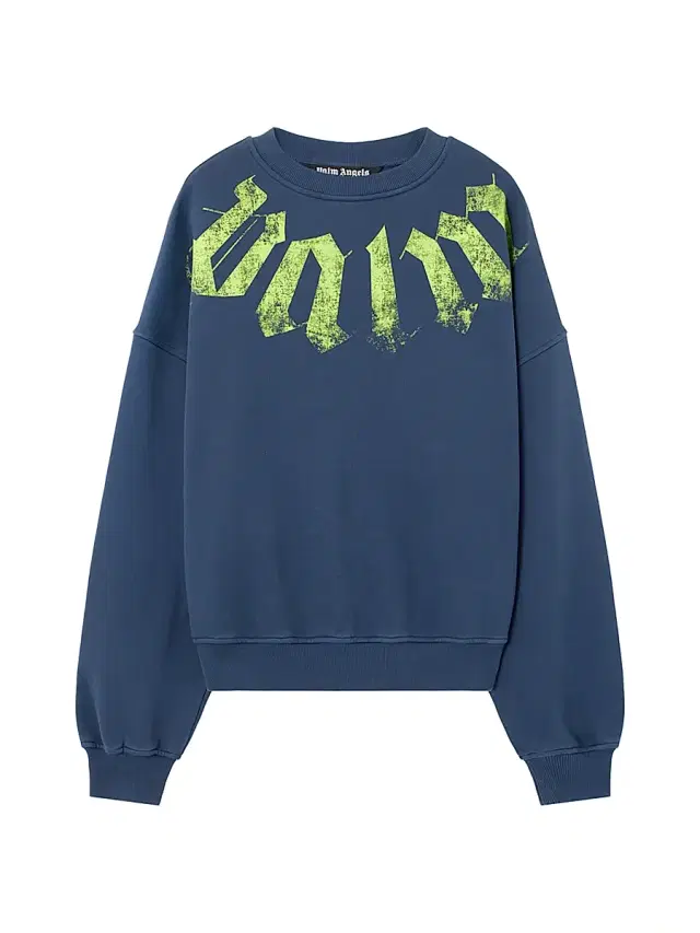 Men's Big Neck Logo Crewneck Sweatshirt - Navy Blue Lime