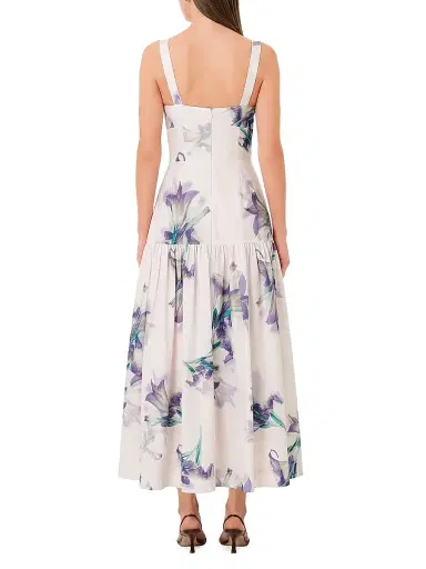 NICHOLAS Women's Valeria Floral Linen-Blend A-Line Midi-Dress - Shadow Floral | Thumbnail 4