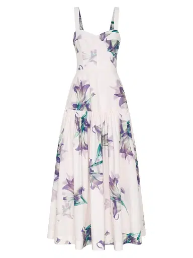 NICHOLAS Women's Valeria Floral Linen-Blend A-Line Midi-Dress - Shadow Floral | Thumbnail 1