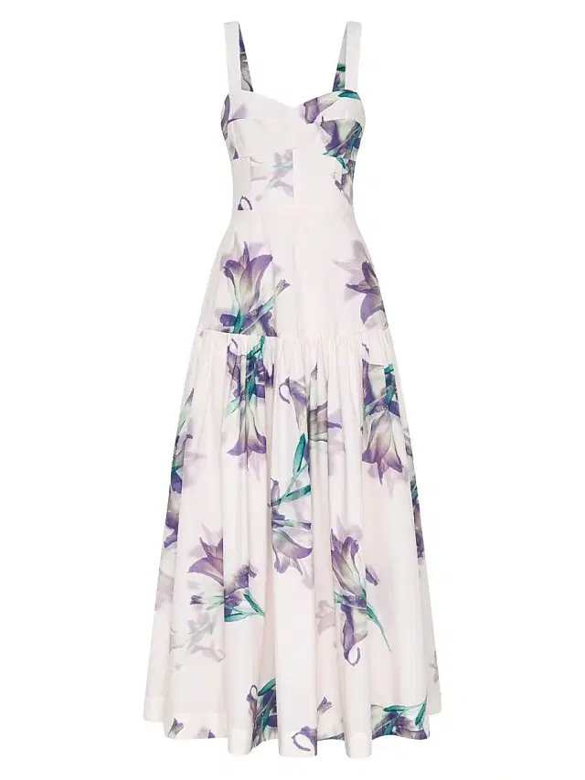 Nicholas the Label Women's Valeria Floral Linen-Blend A-Line Midi-Dress - Shadow Floral