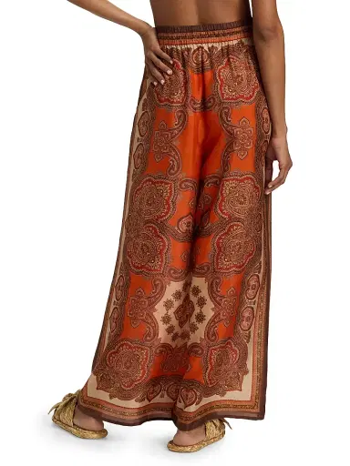 Zimmermann Women's Mahon Silk Relaxed Pants - Tangerine Paisley - Size 8 | Thumbnail 5