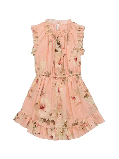 Zimmermann Little Girl's & Girl's Mahon Flip Cotton Dress - Pink Hibiscus - Size 12 | Thumbnail 1 Zimmermann Little Girl's & Girl's Mahon Flip Cotton Dress - Pink Hibiscus - Size 12 | Thumbnail 1