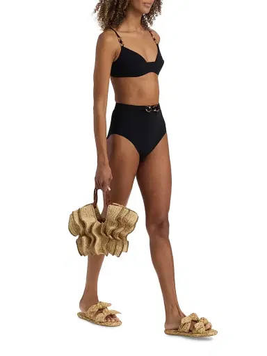 Zimmermann Women's Mahon Trim Detail Bikini - Black - Size 6 | Thumbnail 2
