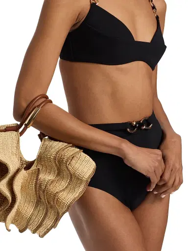 Zimmermann Women's Mahon Trim Detail Bikini - Black - Size 6 | Thumbnail 5