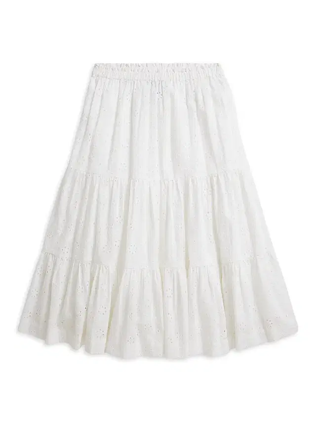 Little Girl's & Girl's Eyelet Cotton A-Line Maxi Skirt - White