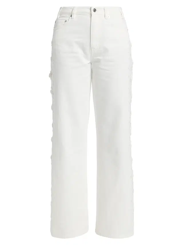 Generation Love Women's Esme 3D Lace Combo Jeans - Chalk White