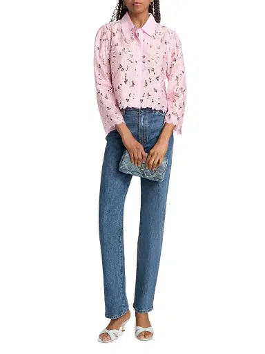 Generation Love Women's Talsie Floral Georgette Shirt - Pink White - Size Medium | Thumbnail 2 Generation Love Women's Talsie Floral Georgette Shirt - Pink White - Size Medium | Thumbnail 2