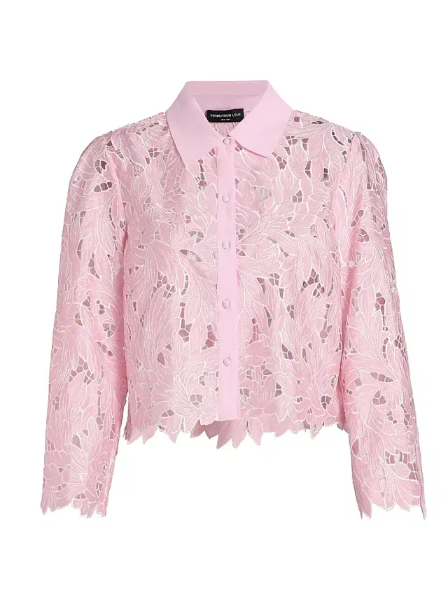Generation Love Women's Talsie Floral Georgette Shirt - Pink White
