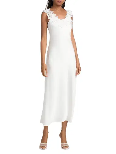 Generation Love Women's Lala Hammered Lace Midi-Dress - White - Size Large | Thumbnail 3