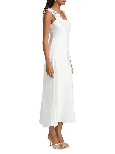 Generation Love Women's Lala Hammered Lace Midi-Dress - White - Size Large | Thumbnail 4