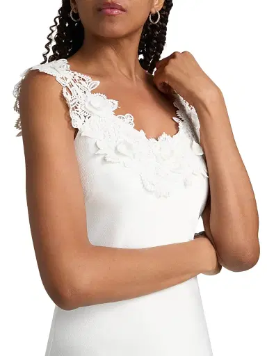 Generation Love Women's Lala Hammered Lace Midi-Dress - White - Size Large | Thumbnail 6