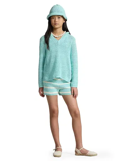 Polo Ralph Lauren Little Girl's & Girl's Hooded Cotton Sweater - Parakeet | Thumbnail 3 Polo Ralph Lauren Little Girl's & Girl's Hooded Cotton Sweater - Parakeet | Thumbnail 3