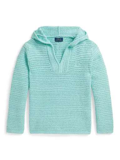 Polo Ralph Lauren Little Girl's & Girl's Hooded Cotton Sweater - Parakeet | Thumbnail 1 Polo Ralph Lauren Little Girl's & Girl's Hooded Cotton Sweater - Parakeet | Thumbnail 1