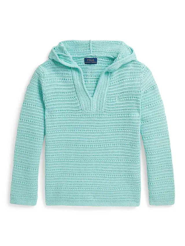Polo Ralph Lauren Little Girl's & Girl's Hooded Cotton Sweater - Parakeet