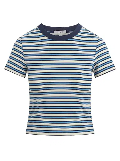 Joe's Jeans Women's The Baby Striped T-Shirt - Ecru Azure Stripe | Thumbnail 1 Joe's Jeans Women's The Baby Striped T-Shirt - Ecru Azure Stripe | Thumbnail 1