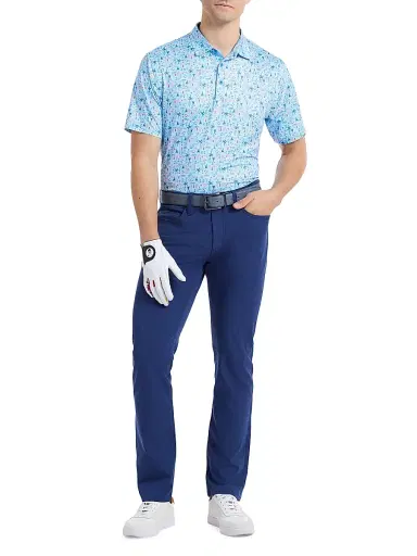 Robert Graham Men's Coastal Vibes Performance Knit Polo Shirt - Light Blue - Size XXL | Thumbnail 2