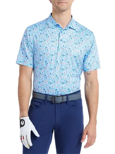 Robert Graham Men's Coastal Vibes Performance Knit Polo Shirt - Light Blue - Size XXL | Thumbnail 3