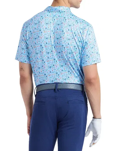 Robert Graham Men's Coastal Vibes Performance Knit Polo Shirt - Light Blue - Size XXL | Thumbnail 5