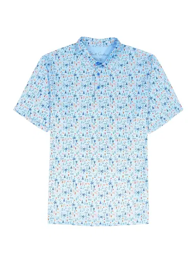 Robert Graham Men's Coastal Vibes Performance Knit Polo Shirt - Light Blue - Size XXL | Thumbnail 1