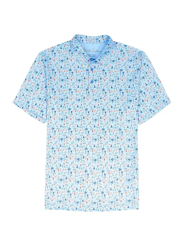Men's Coastal Vibes Performance Knit Polo Shirt - Light Blue