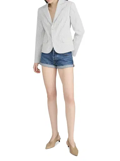 Frame Women's The Stripe Cotton-Blend Classic Blazer - Navy Multi - Size 16 | Thumbnail 2