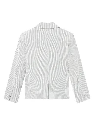 Frame Women's The Stripe Cotton-Blend Classic Blazer - Navy Multi - Size 16 | Thumbnail 3