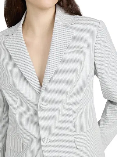 Frame Women's The Stripe Cotton-Blend Classic Blazer - Navy Multi - Size 16 | Thumbnail 7