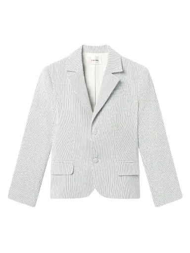 Frame Women's The Stripe Cotton-Blend Classic Blazer - Navy Multi - Size 16 | Thumbnail 1