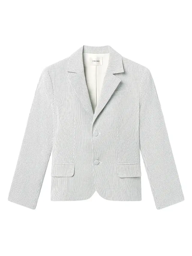 FRAME Women's The Stripe Cotton-Blend Classic Blazer - Navy Multi