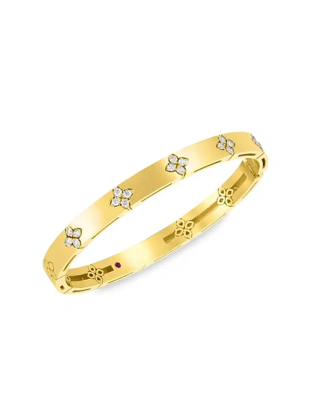 Women's Verona 18 Yellow Gold & 0.45 TCW Diamond Hinged Bangle Bracelet - Yellow Gold