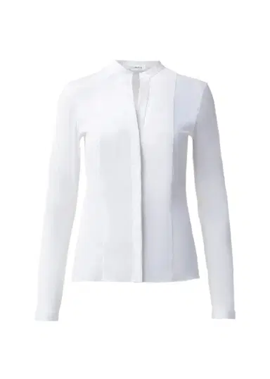 Akris punto Long-Sleeve Cotton Jersey-Back Blouse | Thumbnail 1