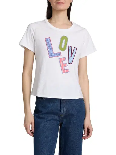 Cinq à Sept Women's Love Collage Patch Shrunken T-Shirt | Thumbnail 3