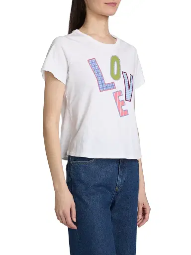 Cinq à Sept Women's Love Collage Patch Shrunken T-Shirt | Thumbnail 4