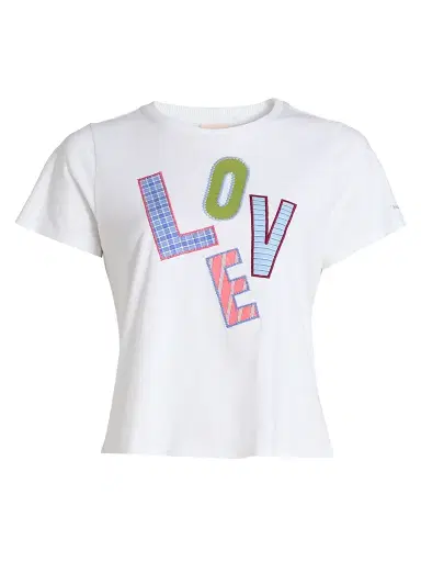 Cinq à Sept Women's Love Collage Patch Shrunken T-Shirt | Thumbnail 1